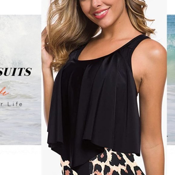 SOUQFONE High Waist Ruffled Flounce Top Ruched Bottom Swimsuit NEW WITH … - Picture 9 of 16